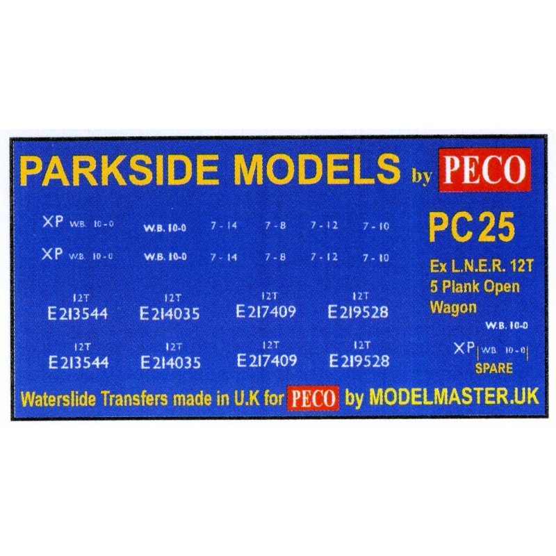 MMPC25  Transfers for ex L.N.E.R. 5-Plank Open Wagon, Vacuum Fitted