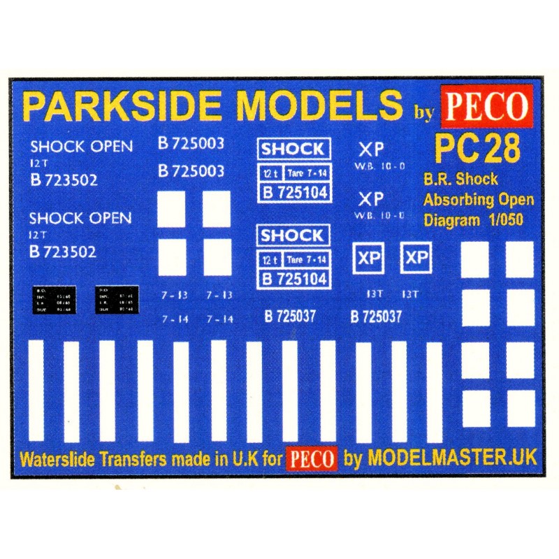Modelmaster Transfers PECO PARKSIDE 4mm Kit PC28 Open Wagon Shock Absorbing 