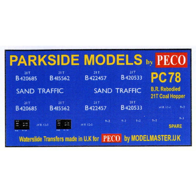 MMPC78  Transfers for B.R. 21T Coal Hopper (Rebodied & Vacuum Braked)
