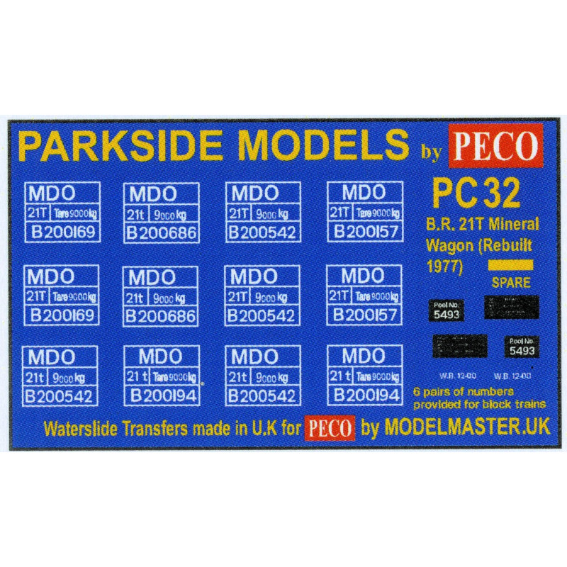 MMPC32 Transfers for B.R. 21T Mineral Wagon (Rebuilt 1977)