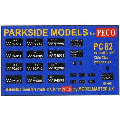 Modelmaster MMPC82 Transfers for ex G.W.R China Clay Open Wagon