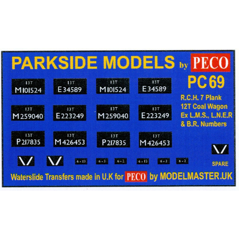MMPC69  Transfers for R.C.H. 1923 7-Plank 12T Coal Wagon (B.R. Numbers)