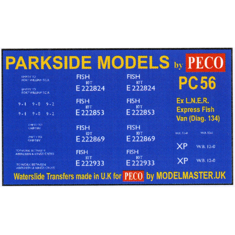 MMPC56  Transfers for ex L.N.E.R. 10T Fish Van