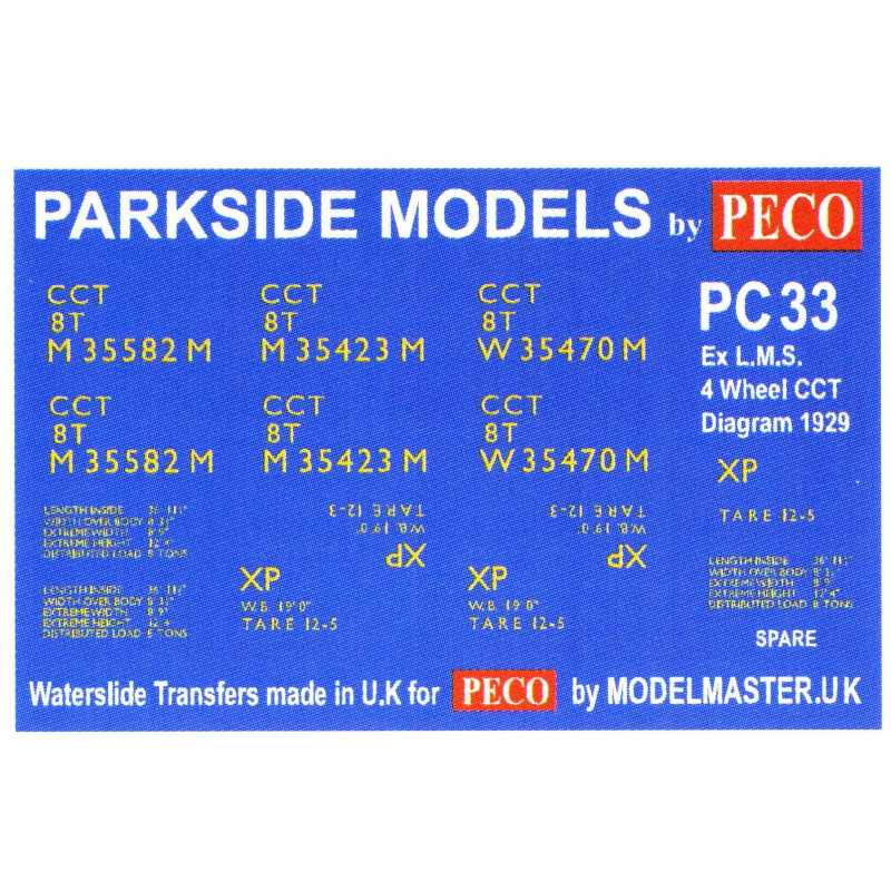 MMPC33  Transfers for ex L.M.S. 4 Wheeled C.C.T.