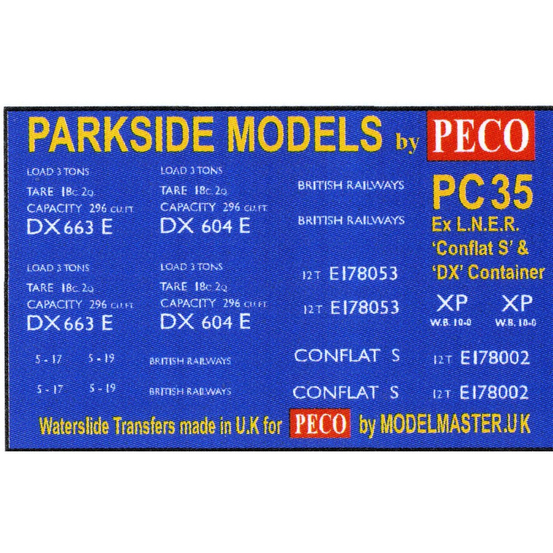 MMPC35  Transfers for ex L.N.E.R. 'Conflat S' Container Wagon & DX Container