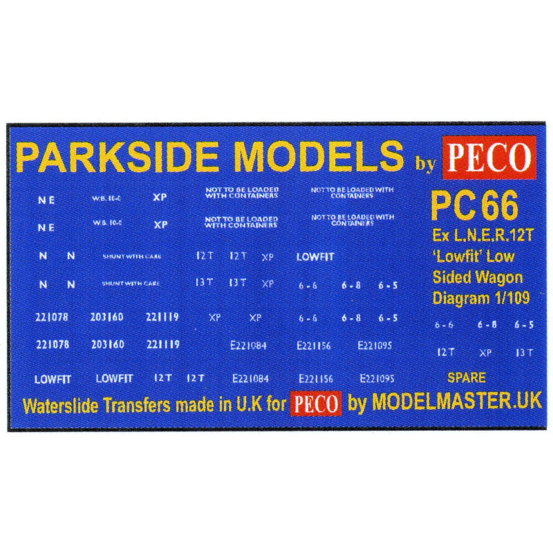 MMPC66  Transfers for ex L.N.E.R. 12t 'Lowfit' Low Sided Wagon