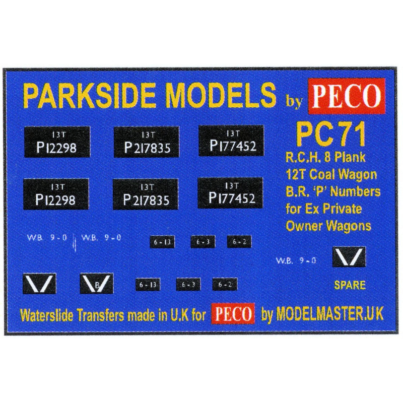 MMPC71  Transfers for R.C.H. 1923 8-Plank 12T Coal Wagon (B.R. Numbers)