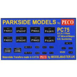 MMPC75  Transfers for R.C.H. 1923 12T 5-Plank Mineral Wagon (B.R. Numbers)