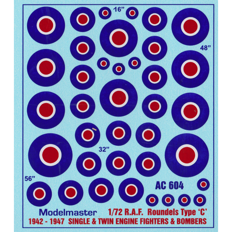 AC604R.A.F. ROUNDELS WWII Type 'C' 1942-1947