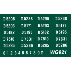 WG921 4 each x Ten Ready Made Number Sets for B.R. 1250hp Type 2, D5150 series, WHITE