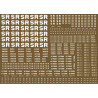 SR301 Southern Railway. Large sheet of wagon lettering and numbers, including 16" and 4" SR lettering.