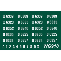 WG918 4 each x Ten Ready Made Number Sets for N.B DH Type 1, Bo-Bo, D6300 series, WHITE