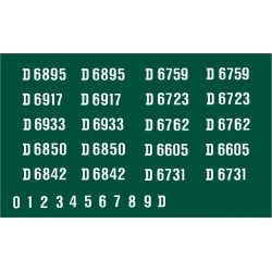 WG928 4 each x Ten Ready Made Number Sets for E.E. Type 3 Co-Co, D6700 series, WHITE