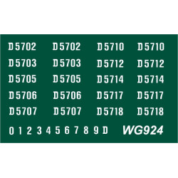 WG924 4 each x Ten Ready Made Number Sets for Metrovick Co-Bo, D5700 series, WHITE