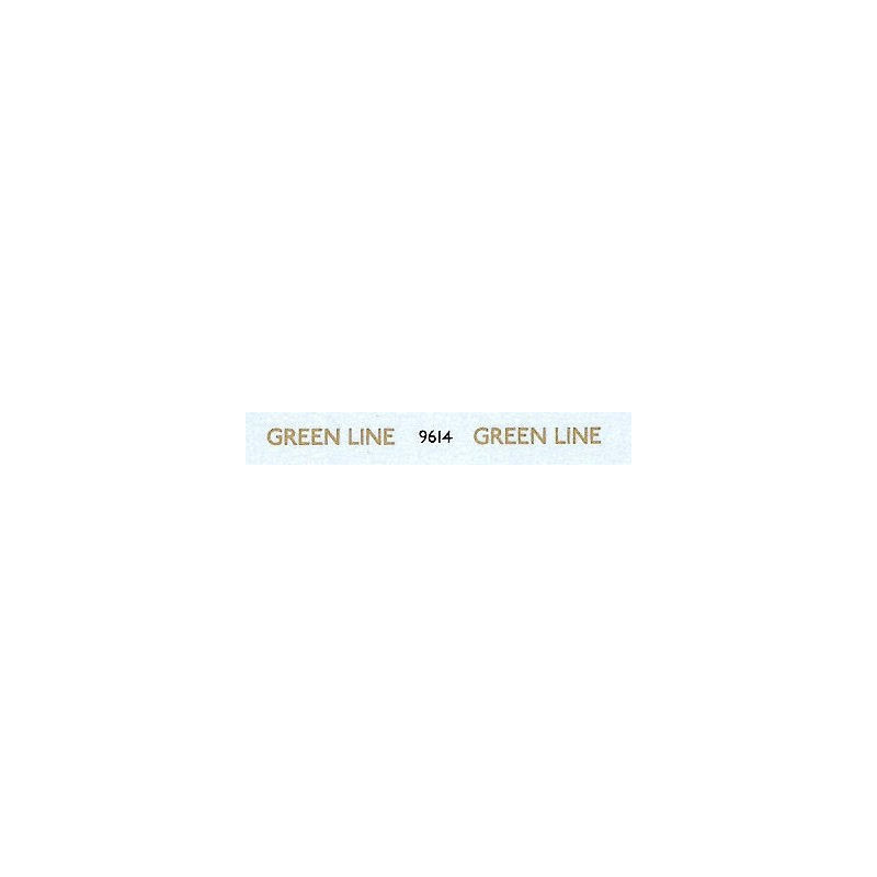 LT9614 GREEN LINE fleetname (gold) 15mm long Price per pair