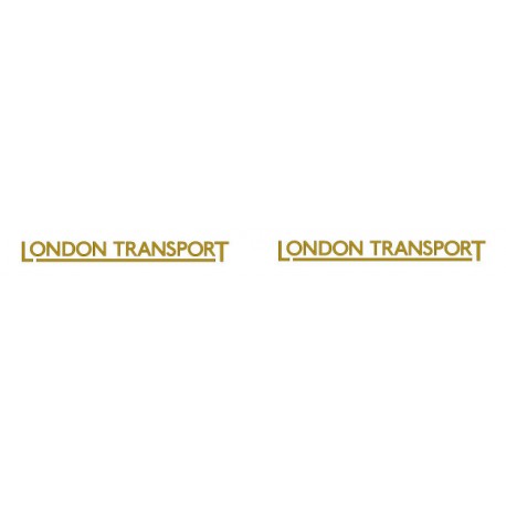 LT9601 LONDON TRANSPORT underlined 23mm fleetname Gold with black outline. Price per pair