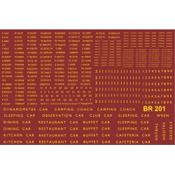 BR201 B.R 1948 - 1965 Coaching Stock large, comprehensive sheet, Gill Sans typeface, Yellow