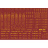 BR201 B.R 1948 - 1965 Coaching Stock large, comprehensive sheet, Gill Sans typeface, Yellow