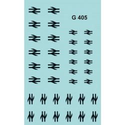 4MG405 18 Pairs of BLACK post 1965 'Double Arrow' emblems.
