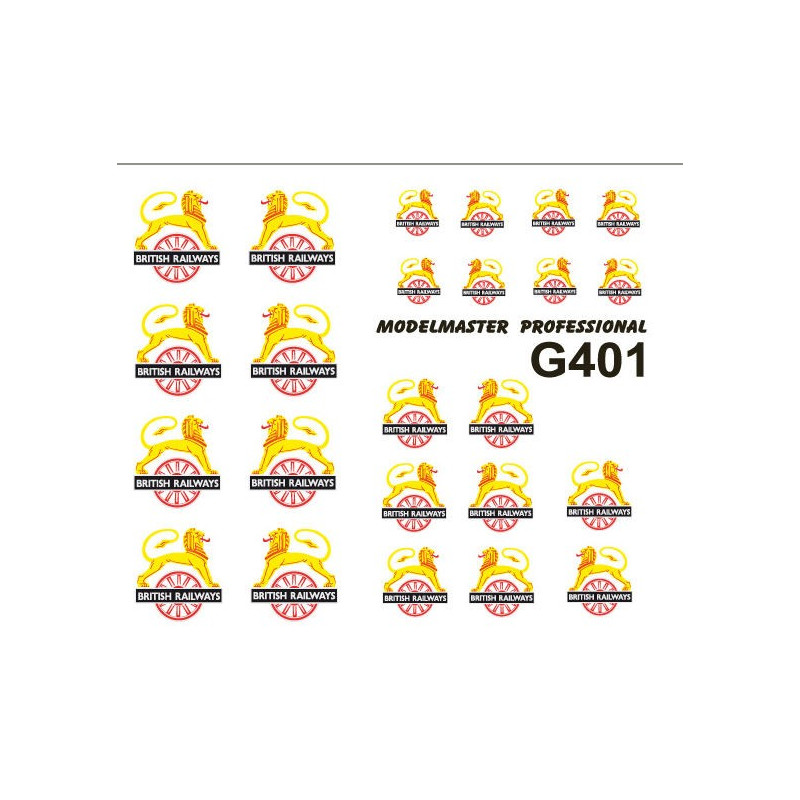 MMG401 12 Pairs (4 each LARGE, MEDIUM & SMALL) 1948 - 56 Lion inside Wheel Loco Emblems.