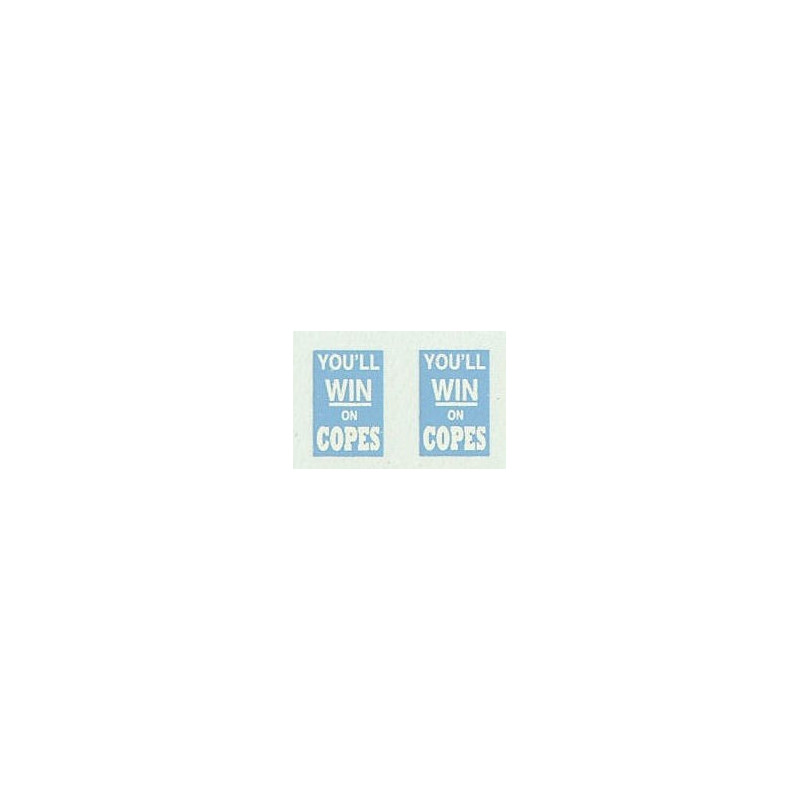 MB5742 Upper Front Ads: Youll win on Copes (Light blue & white) 1950/60s