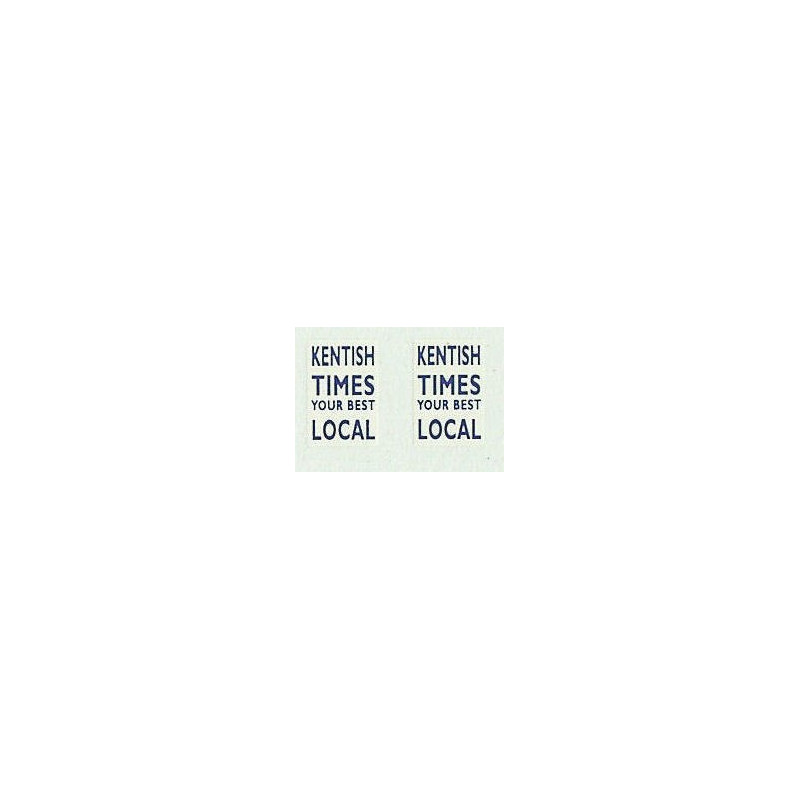 MB5753 Upper Front Ads: Kentish Times (Blue & white) 1960/70s