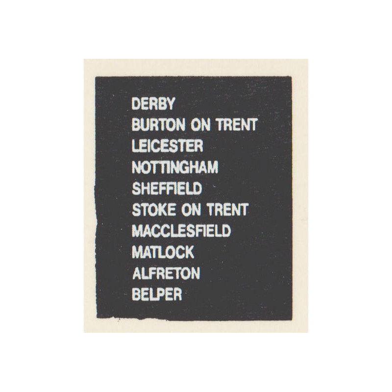 D68 BURTON ON TRENT DERBY LEICESTER ALFRETON MACCLESFIELD MATLOCK NOTTINGHAM SHEFFIELD STOKE ON TRENT BELPER