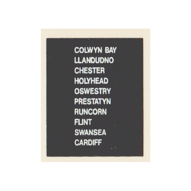 D70 COLWYN BAY LLANDUDNO CARDIFF FLINT PRESTATYN OSWESTRY HOLYHEAD CHESTER SWANSEA RUNCORN