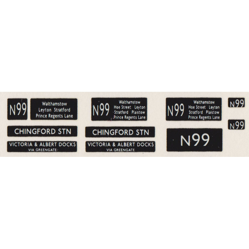 RMN990  N99  CHINGFORD STATION and VICTORIA & ALBERT DOCKS VIA GREENGATE