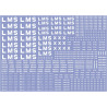 LM301 L.M.S. Large sheet of wagon lettering and numbers, including 16" and 4" GW lettering.