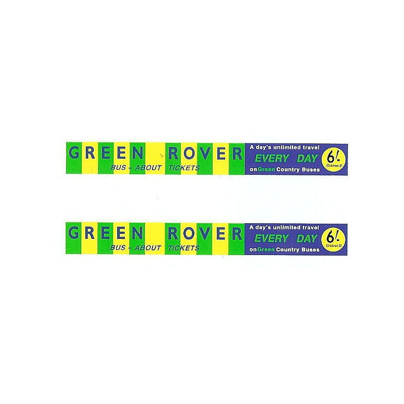 LT9761 L.T. Side Ads: Green Rover 6/- (Green yellow blue black & white) two identical ads 1960s